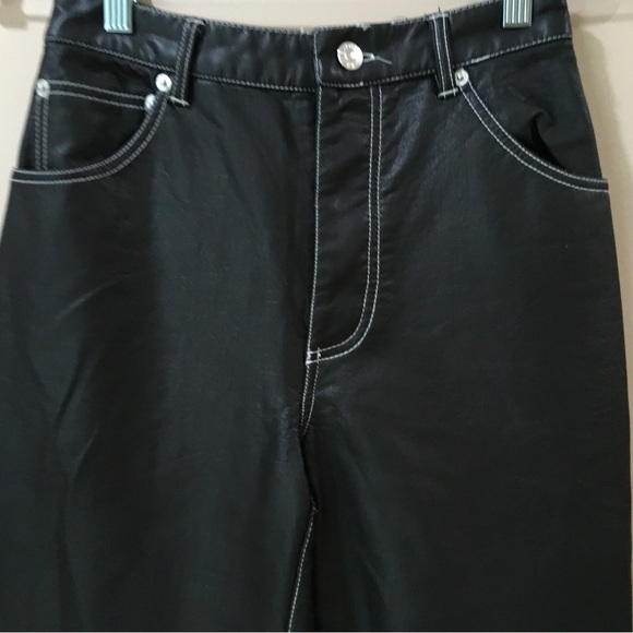 FREE PEOPLE WE THE FREE pants MYSTIC BLACK THE IT FACTOR VEGAN FAUX LEATHER - Picture 6 of 10